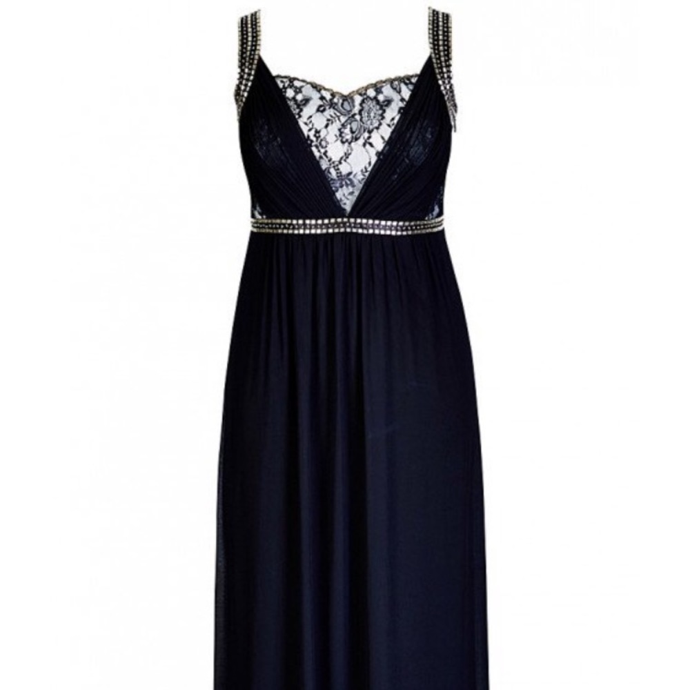 Lace trim maxi dress